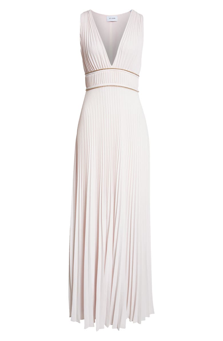 ST. JOHN Pleated Sleeveless Crepe Gown, Alternate, color, Primrose