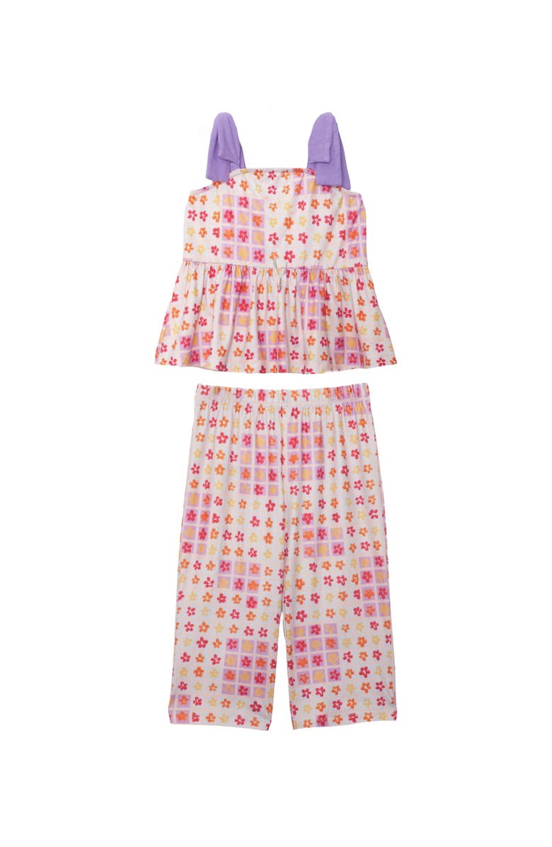 Mabel + Honey Petal Power Tank Sleeve with Knot Detail Two Piece Set, Main, color, Purple