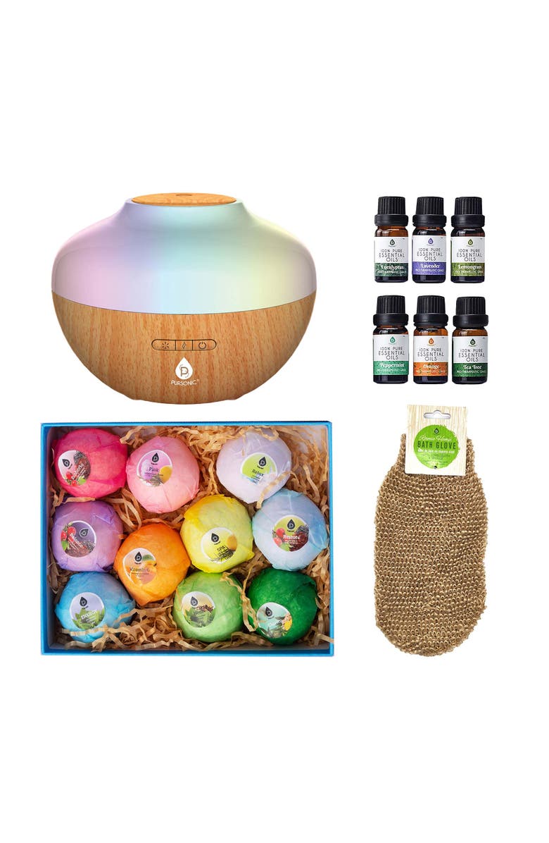 PURSONIC Bath & Aromatherapy Bundle Essential Oils, Bath Bombs & More!, Main, color, Multicolor