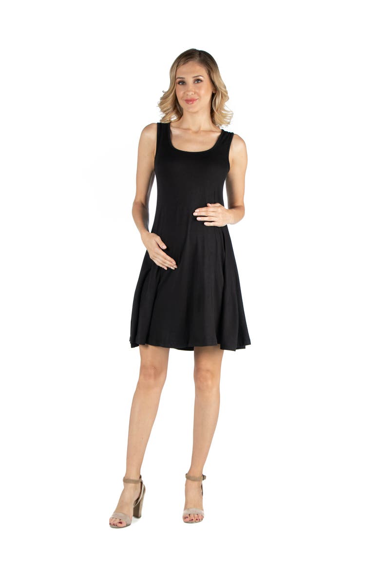 24seven Comfort Apparel Maternity A-Line Slim Fit and Flare Dress, Main, color, Black