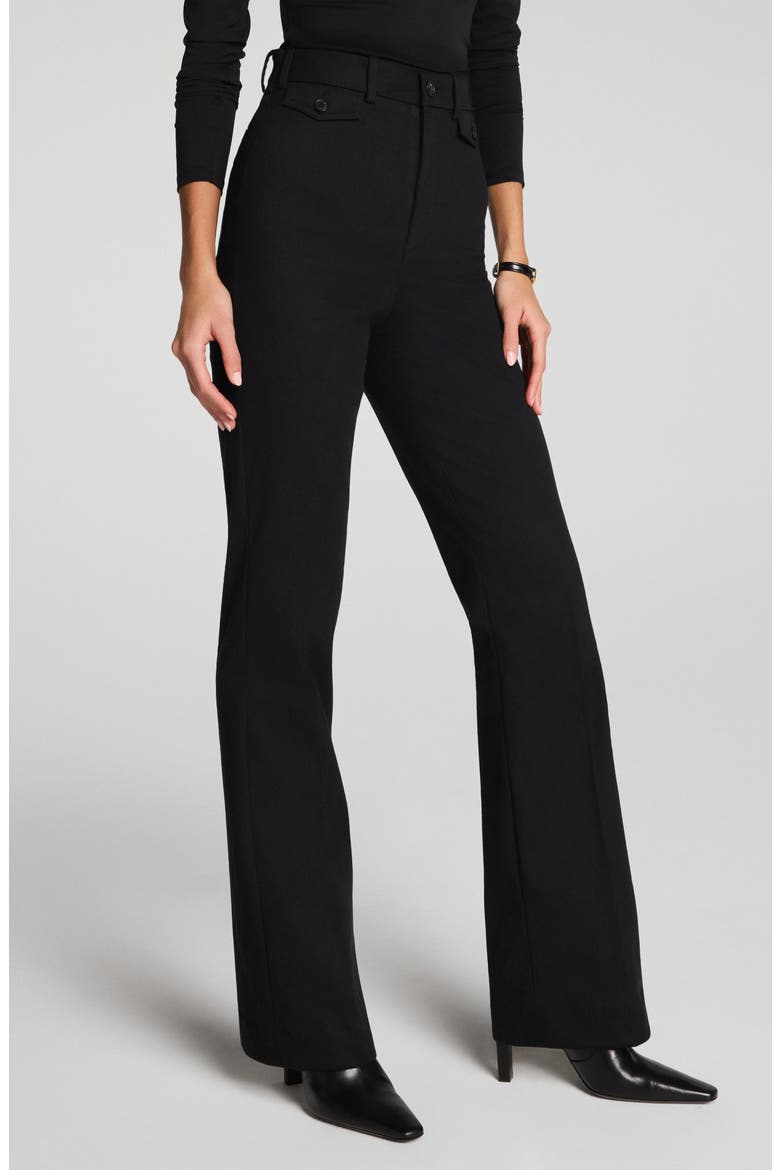 Button Pocket High Waist Flare Leg Pants, Main, color, CLASSIC BLACK