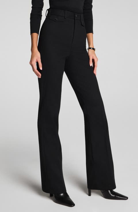 Button Pocket High Waist Flare Leg Pants