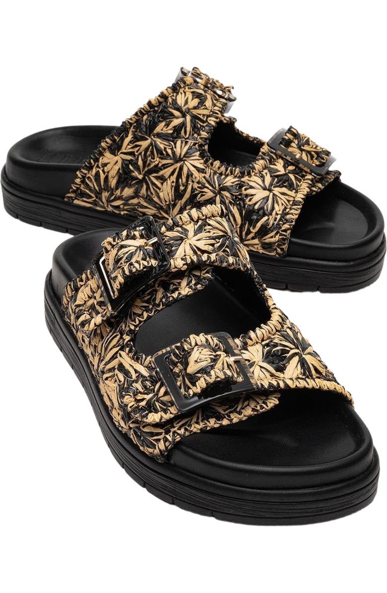 Forever & Always Shoes Milana Leather Double-Strap Sandal, Main, color, Black Leather