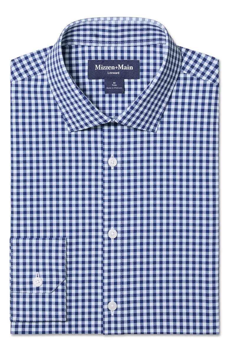 Mizzen+Main Leeward Trim Fit Navy Crew Gingham Button-Up Shirt, Alternate, color, Midnight Navy Crew Gingham