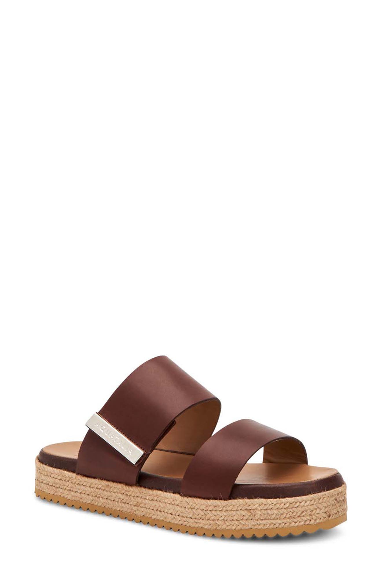 Mae Water Resistant Espadrille Slide Sandal, Main, color, DARK BROWN