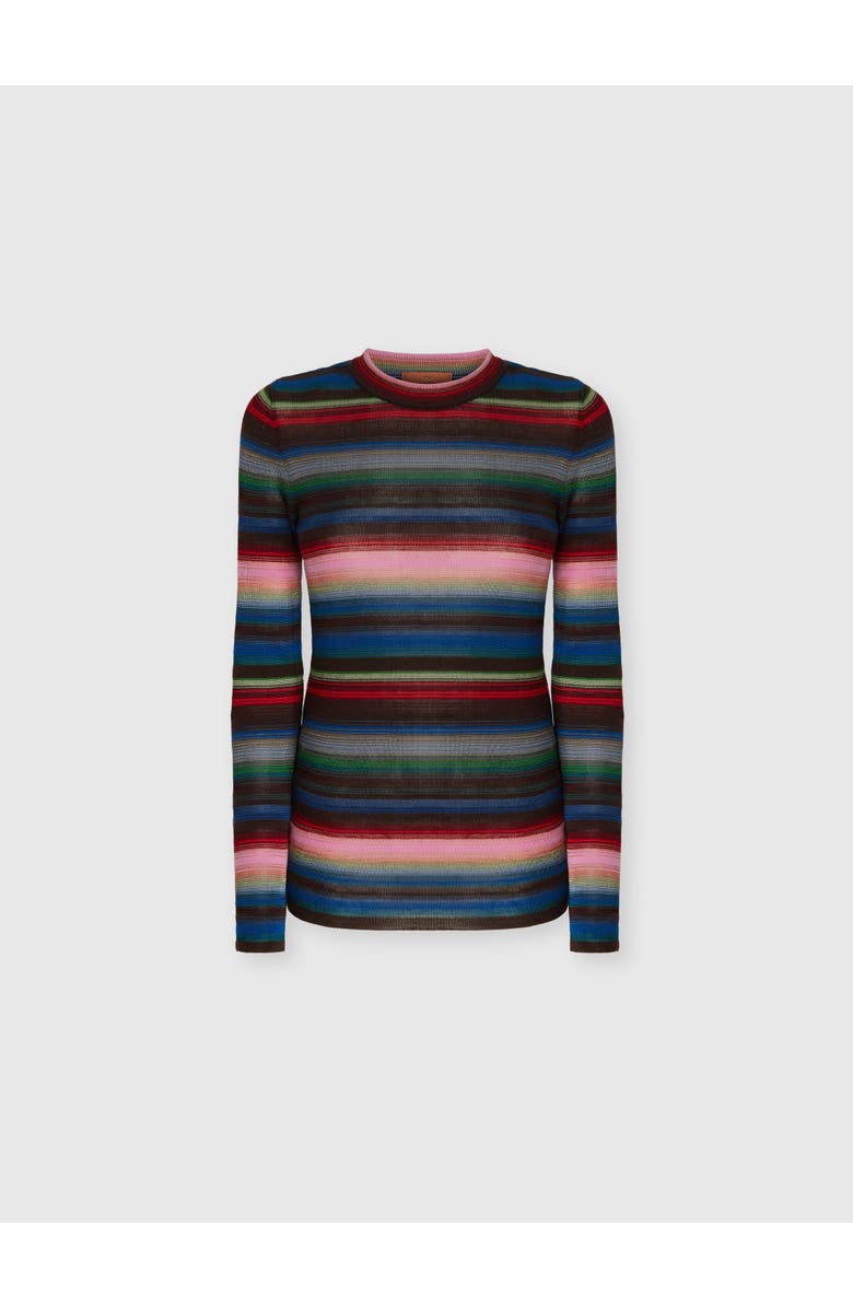 Missoni Striped Crew Neck Sweater, Main, color, Blue & Pink