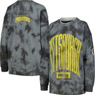 THE WILD COLLECTIVE Women's The Wild Collective Charcoal Pittsburgh Pirates Overdyed Pullover Sweatshirt