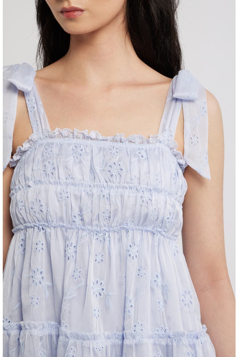 Tiered Eyelet Mini Sundress, Alternate, color, LIGHT BLUE