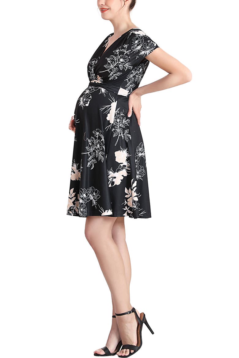 Bess Faux Wrap Maternity/Nursing Dress, Alternate, color, Multicolored