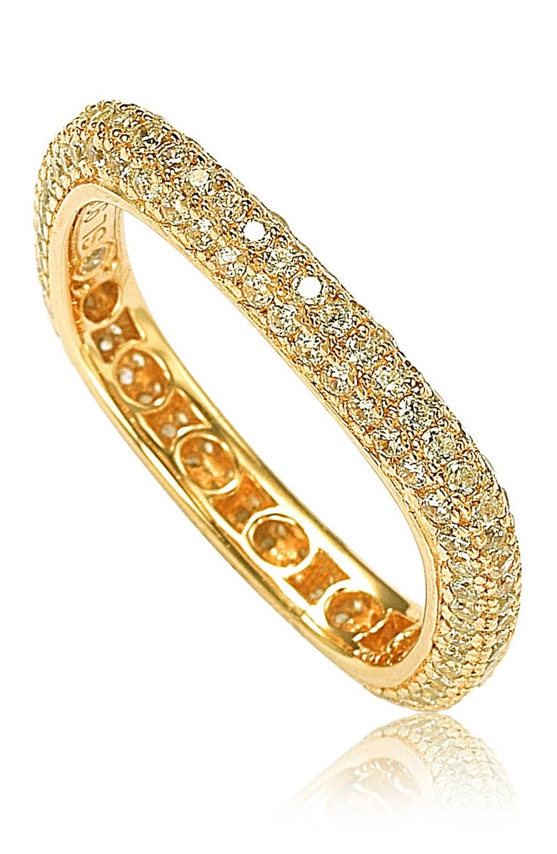 SUZY LEVIAN 14K Yellow Gold Plated Sterling Silver Square Stackable Eternity Band, Alternate, color, Gold