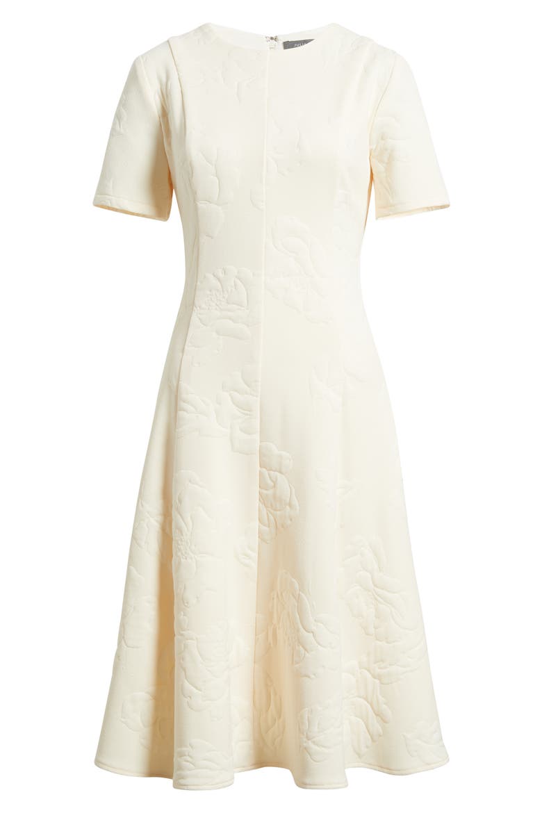 Floral Jacquard Fit & Flare Dress, Alternate, color, ECRU