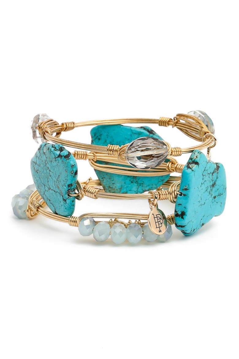 Bourbon & Boweties Stone Bracelets, Alternate, color, TURQUOISE/ SMOKEY/ BLUE