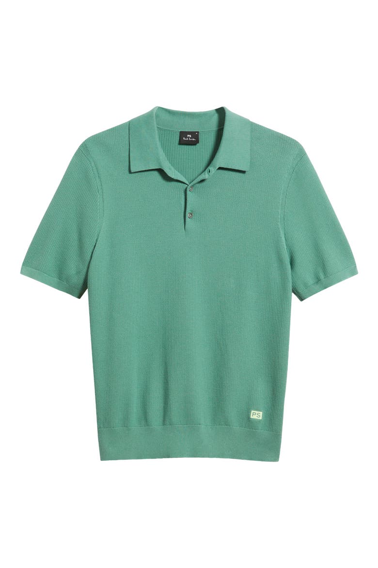 Short Sleeve Organic Cotton Polo Sweater, Alternate, color, EMERALD GREEN