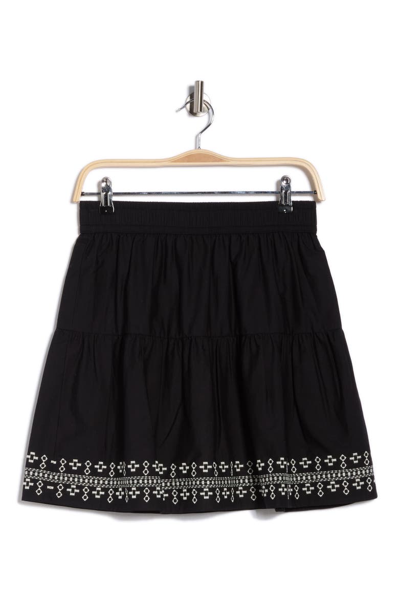 Embroidered Cotton Blend Miniskirt, Alternate, color, BLACK COMBO