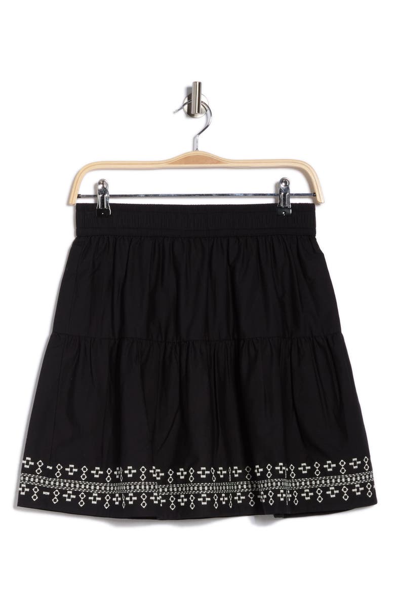 Melrose and Market Embroidered Cotton Blend Miniskirt, Alternate, color, Black Combo