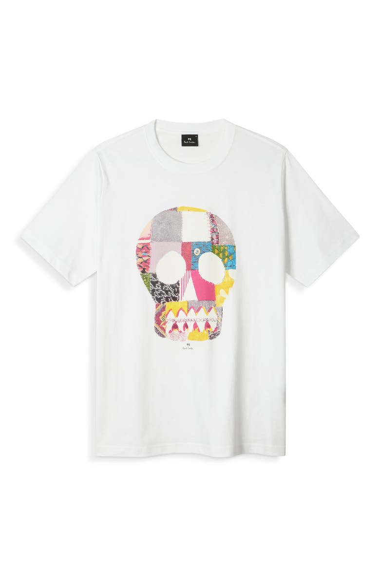 Skull Graphic T-Shirt, Main, color, WHITE