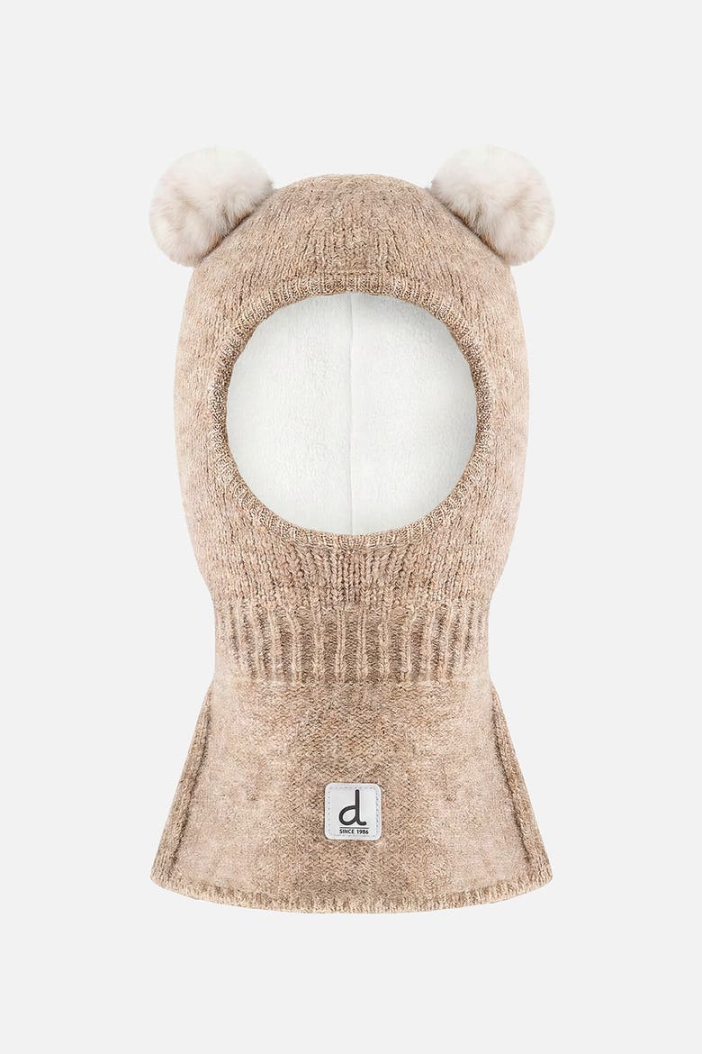 Bear Ear Fleece Lined Knit Balaclava, Main, color, Light Taupe