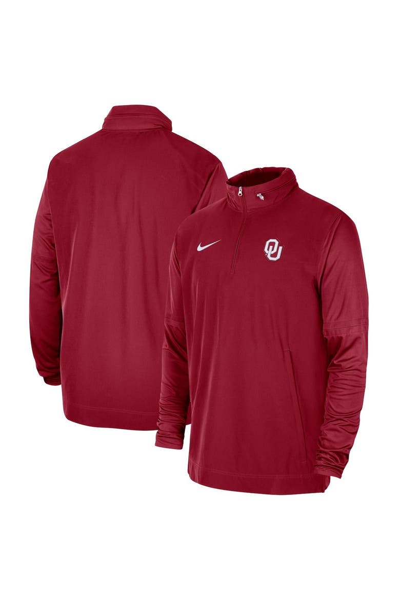 Men's Nike Crimson Oklahoma Sooners 2023 Coach Half-Zip Hooded Jacket, Main, color, Crimson