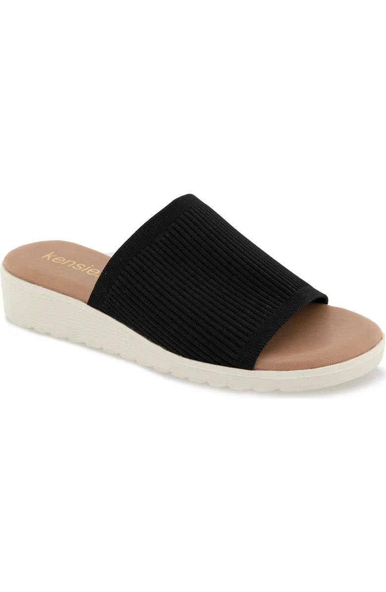 Kensie Ellie Wedge Slide Sandal, Main, color, Black