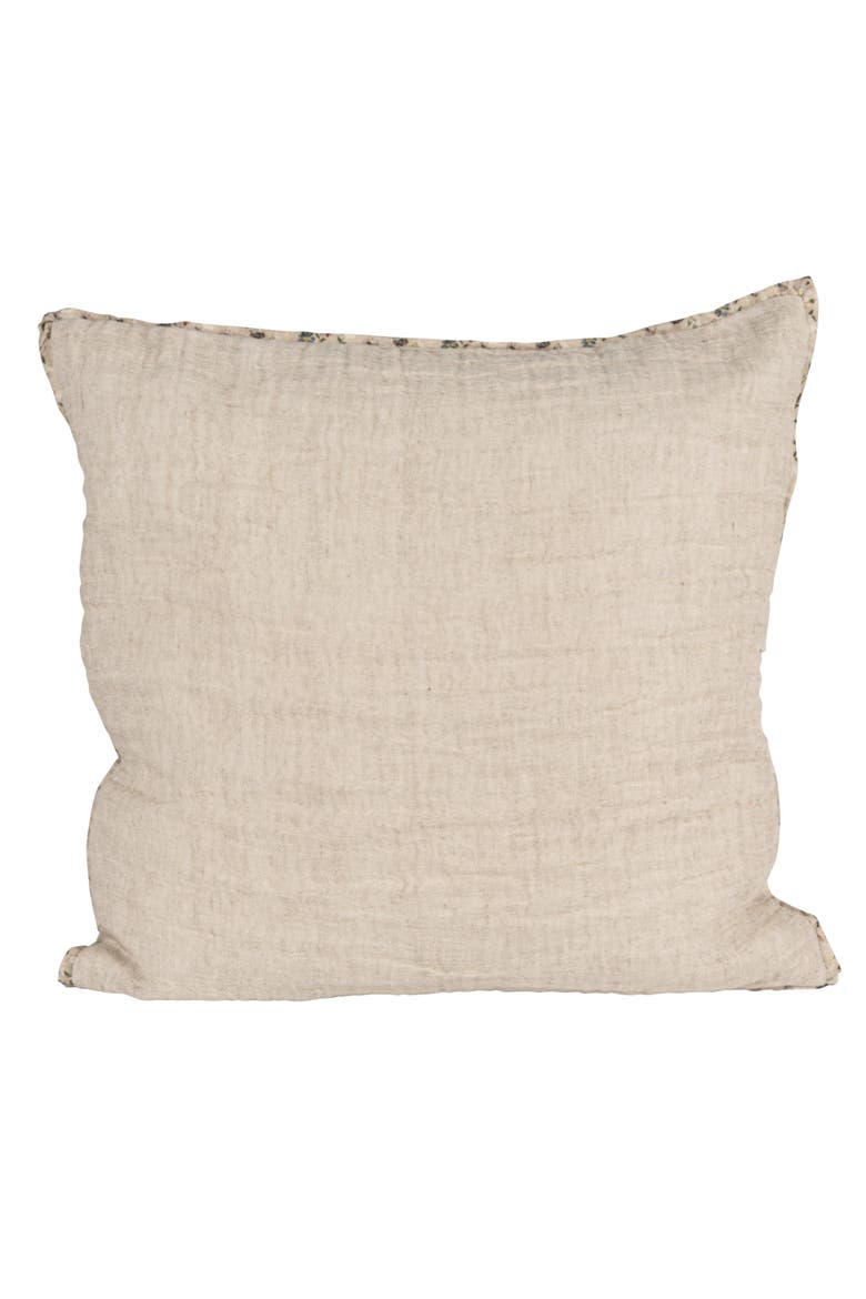 Patterned Edge Woven Cotton and Linen Pillow, Natural, Alternate, color, Natural
