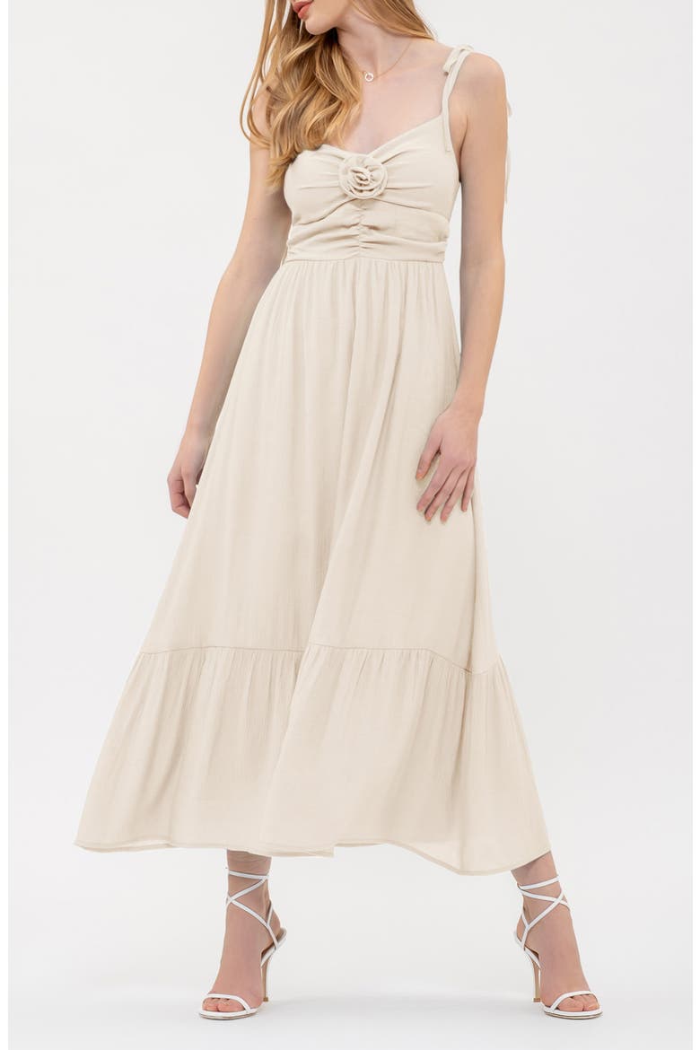 Rosette Tiered Sundress, Main, color, OATMEAL