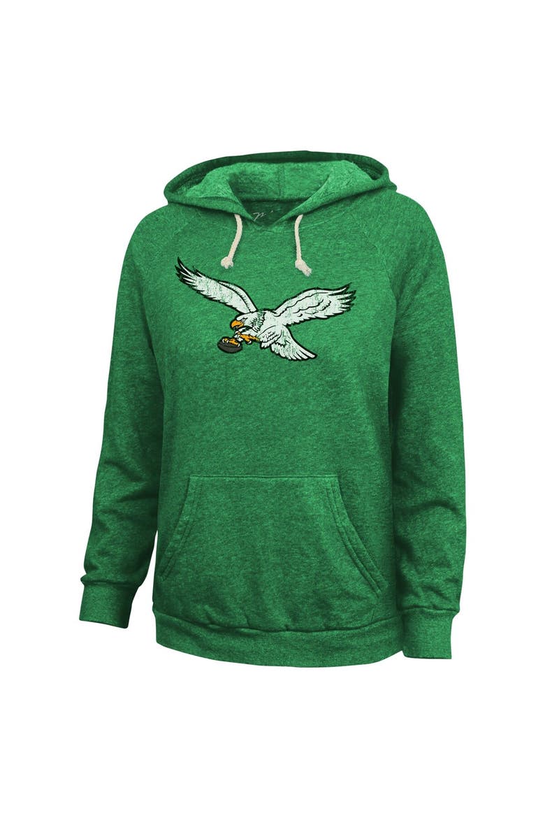 Women's Majestic Threads Jalen Hurts  Kelly Green Philadelphia Eagles Name & Number Tri-Blend Pullover Hoodie, Alternate, color, Kelly Green