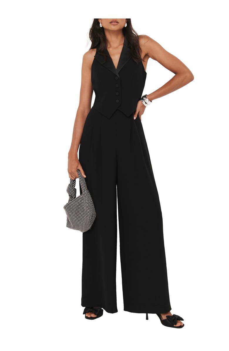 MINT VELVET Tuxedo Wide Leg Jumpsuit, Main, color, Black