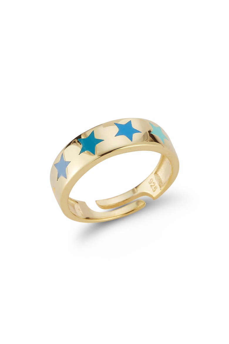 14K Gold Plated Adjustable Enamel Star Ring, Main, color, GOLD