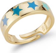 SPHERA MILANO 14K Gold Plated Adjustable Enamel Star Ring