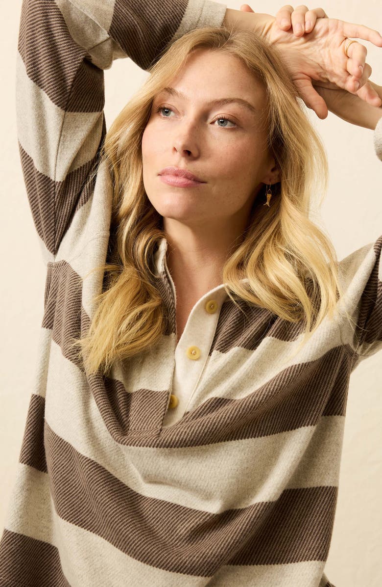 Faherty Legend Rugby Stripe Sweater, Alternate, color, Mocha Rugby