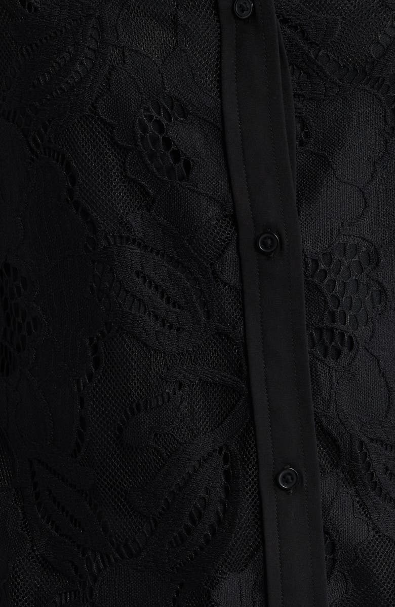 Anne Klein Lace Button-Up Shirt, Alternate, color, Anne Black