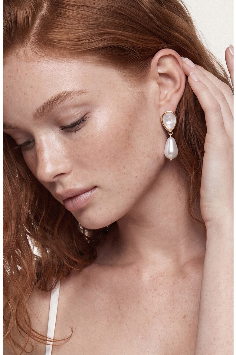 Eternal Gleam Faux Pearl Drop Earrings, Alternate, color, WHITE