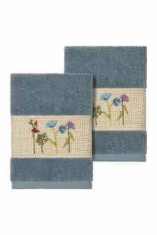 Linum Home Textiles Serenity Embellished Washcloth - Set of 2 - Teal