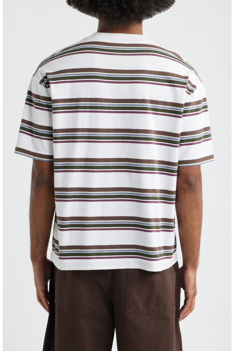 Boxy Stripe Cotton Pocket T-Shirt, Alternate, color, WHITE- BROWN RETRO STRIPE