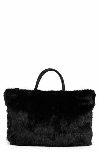 BCBG Faux Fur Tote Bag with Pouch