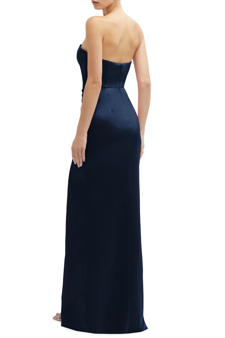 Corset Strapless Charmeuse Gown, Alternate, color, MIDNIGHT