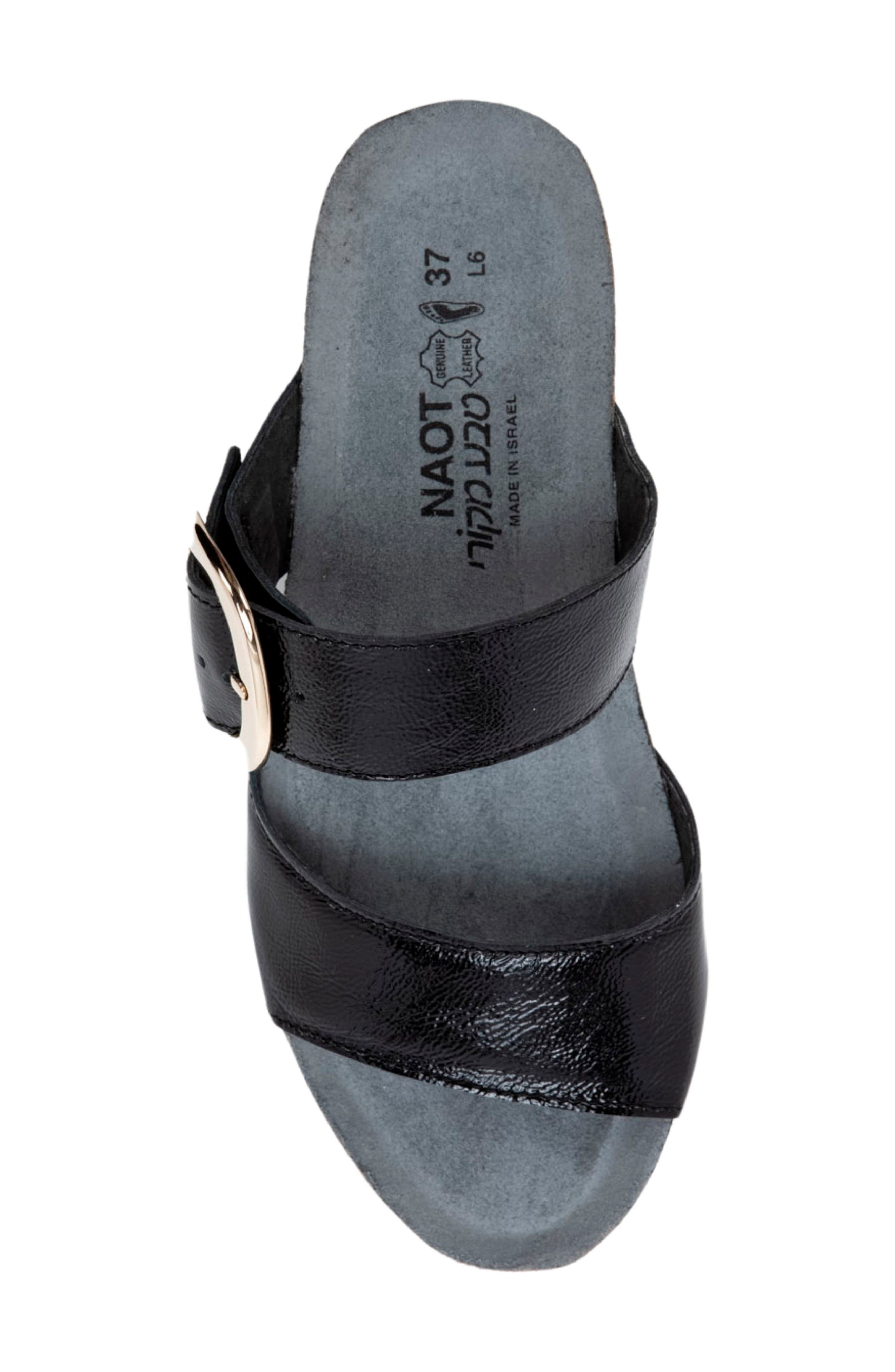 Naot Magic Wedge Sandal, Alternate, color, Black Crinkle Patent Leather