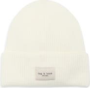 rag & bone Blake Logo Patch Wool Blend Rib Beanie