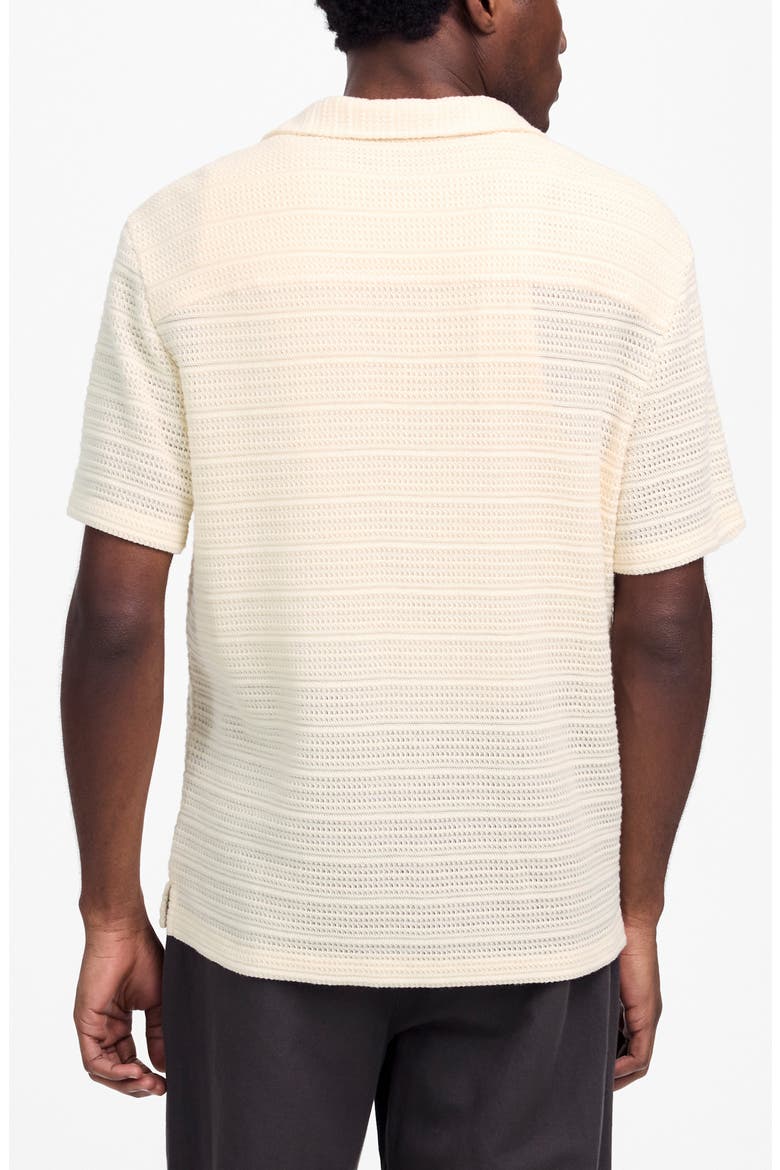 Jacquard Knit Short Sleeve Button-Up Shirt, Alternate, color, ANTIQUE CREAM
