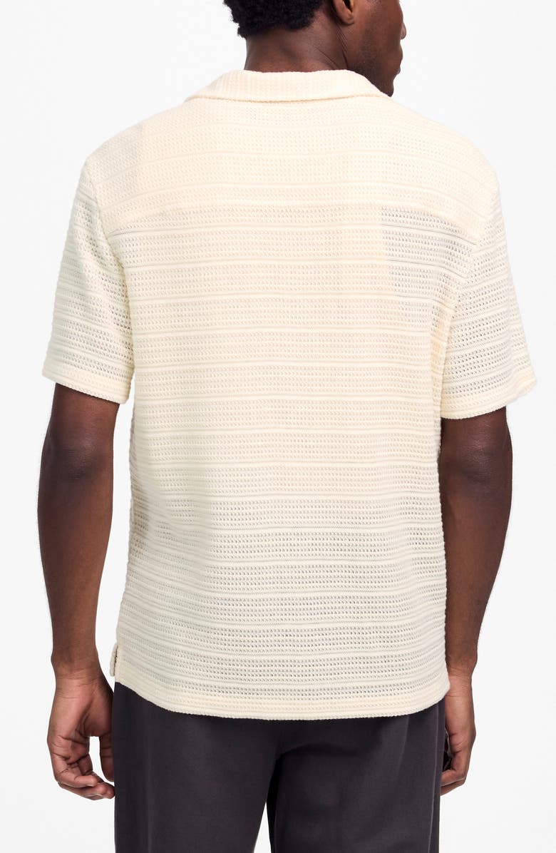 Madewell Jacquard Knit Short Sleeve Button-Up Shirt, Alternate, color, Antique Cream