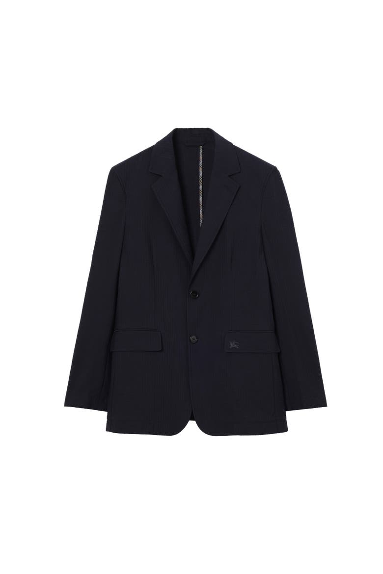 Seersucker Cotton Linen Tailored Jacket, Alternate, color, Navy