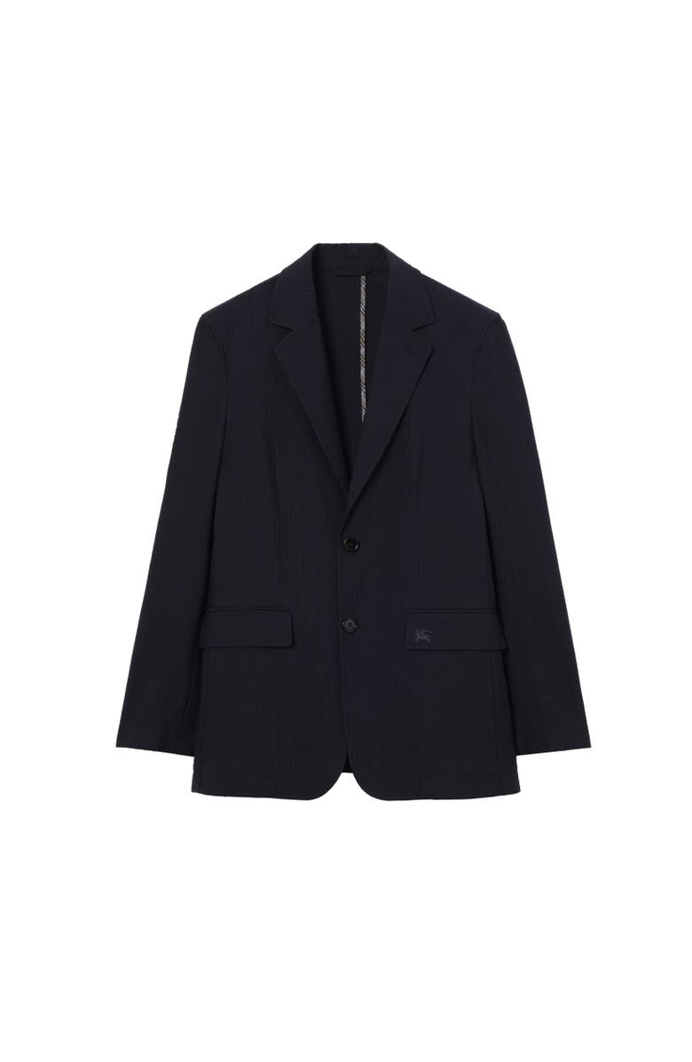 Burberry Seersucker Cotton Linen Tailored Jacket, Alternate, color, Navy