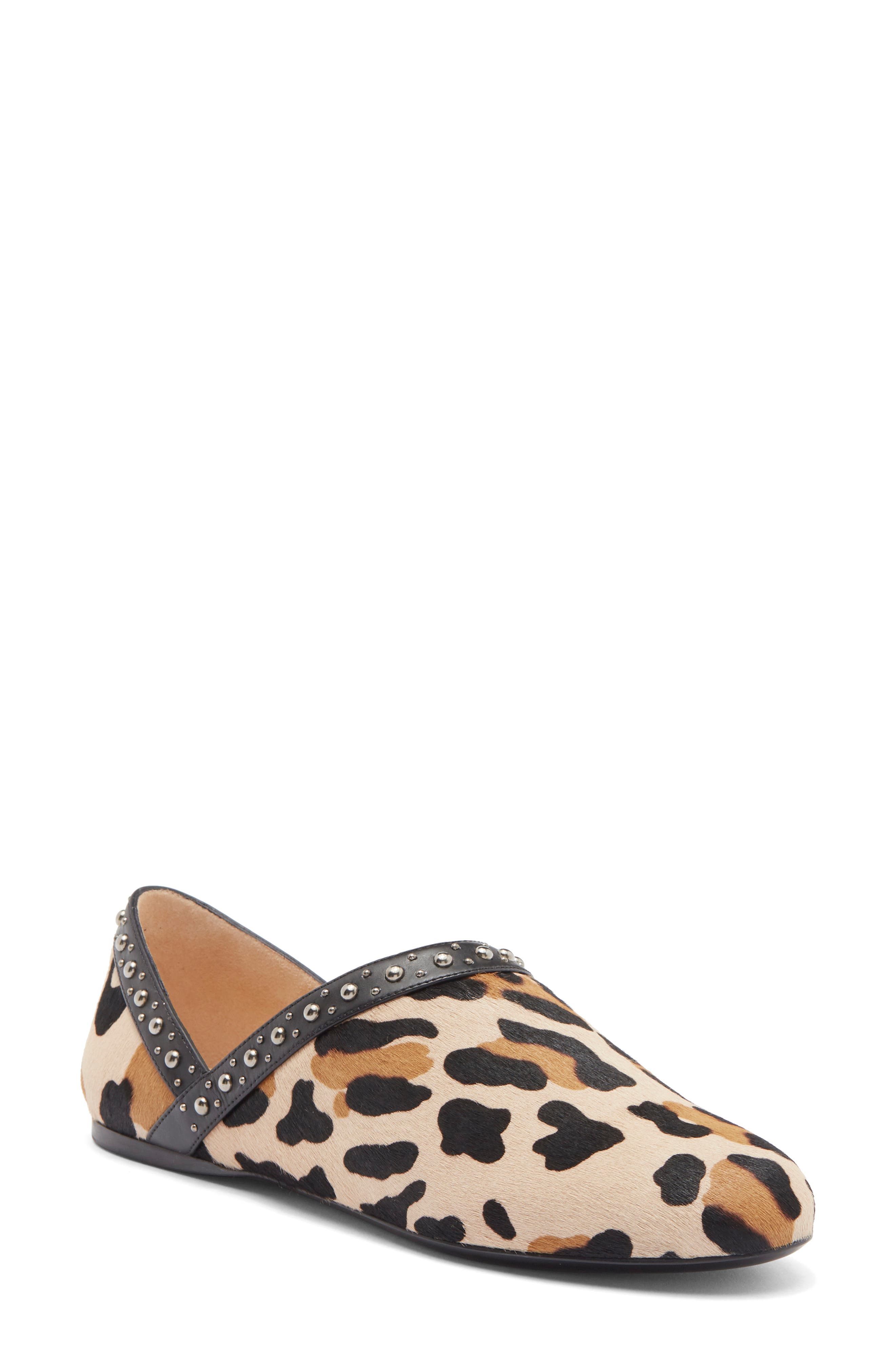 Longchamp Leopard Print Genuine Calf Hair Ballet Flat, Main, color, 