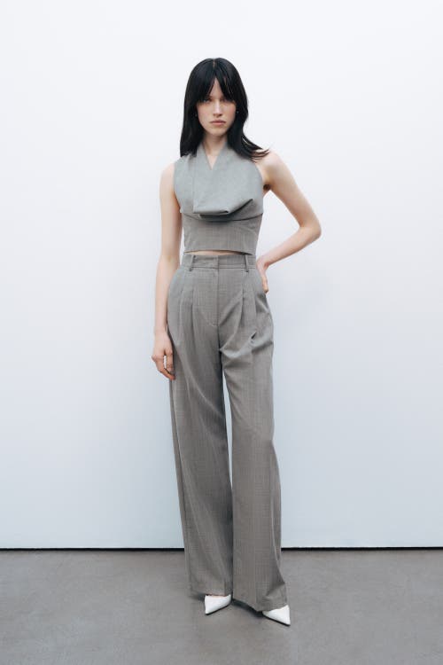 Shop Nocturne Double Pleated Pants In Grey