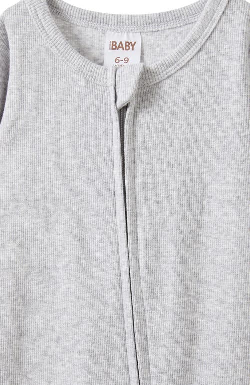 Cotton On Kids The Billie Long Sleeve Rib Romper In Cloud Marle