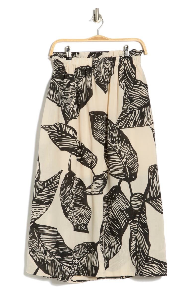 Pull-On Midi Skirt, Alternate, color, BLACK MARSHMALLOW BOTANICA