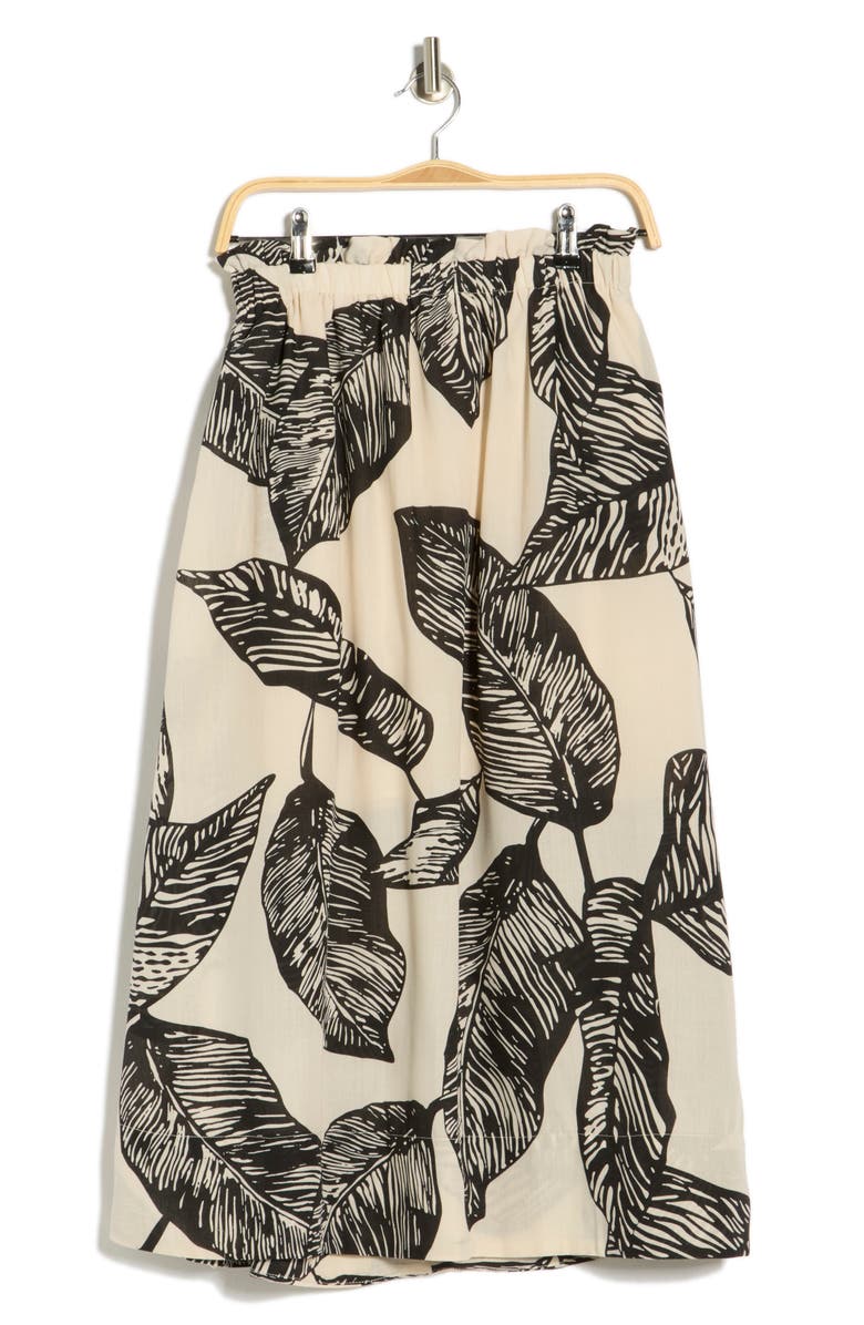 Ellen Tracy Pull-On Midi Skirt, Main, color, Black Marshmallow Botanica