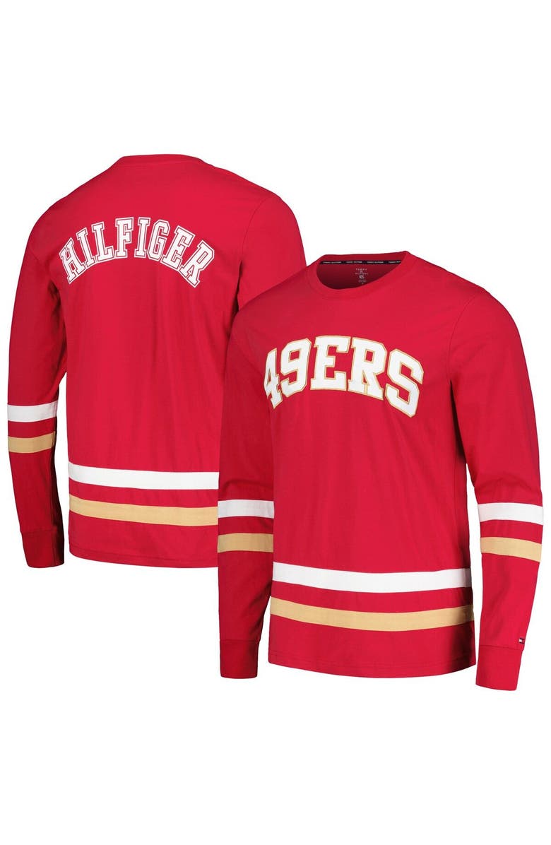 Tommy Hilfiger Men's Tommy Hilfiger Red/Gold San Francisco 49ers Nolan Long Sleeve T-Shirt, Main, color, Scarlet