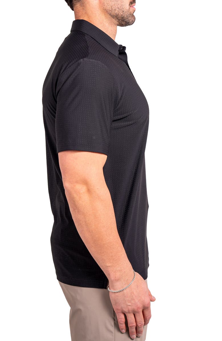 Maceoo Geo Pattern Stretch Nylon Polo, Alternate, color, Black