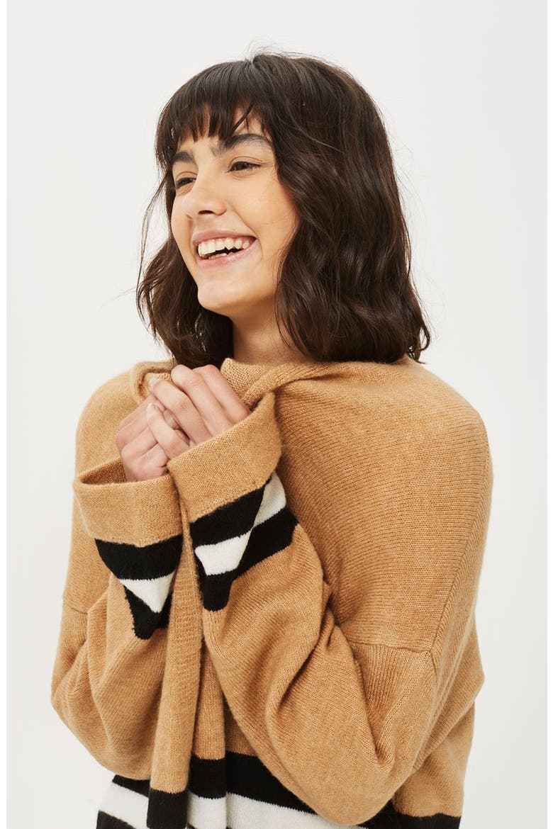 Stripe Colorblock Cardigan, Alternate, color, CAMEL MULTI